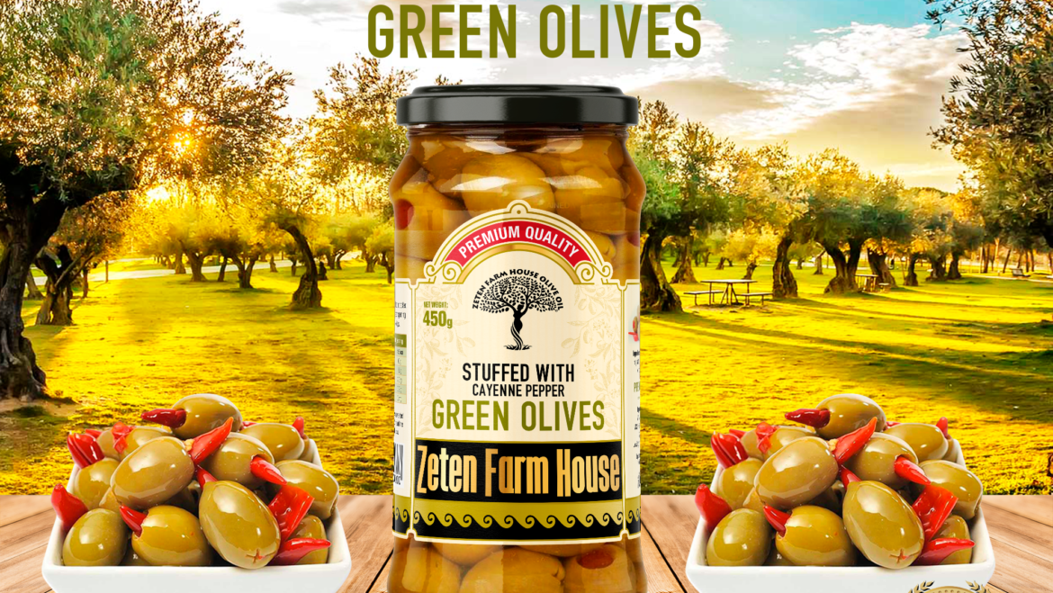 ZetenFarm-Green olives stuffed with cayenne pepper